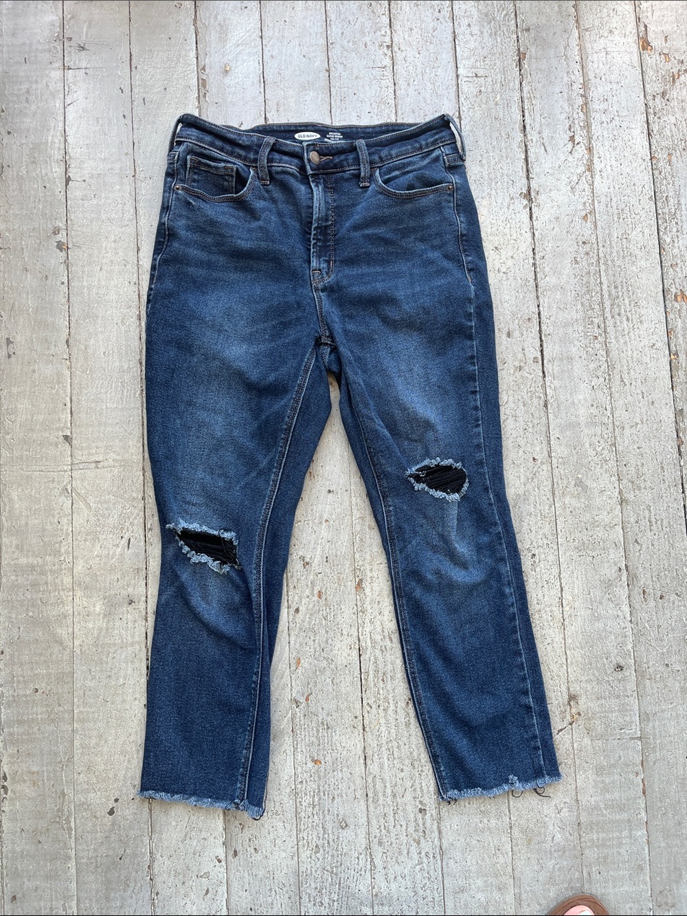 Old Navy Dark Blue Skinny Jeans with Knee Rips